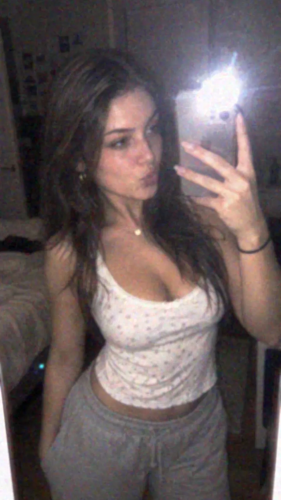Mirror selfie with direct flash flare, shot in Rumi Cam